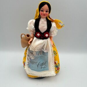 Vintage Souvenir Doll Capri Italy‎ Traditional Dress Ceramic Jug